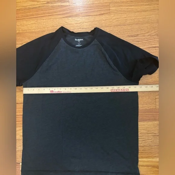 Goodfellow & Co Tshirt Men’s Large Black Gray Standard Tee Raglan Casualwear Top - Picture 4 of 5